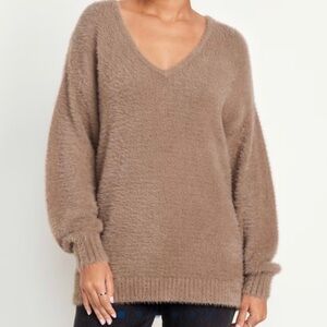 Old Navy Soft Brown V-Neck Eyelash Sweater